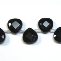 Black Stone Semi Precious Gemstones Faceted Briolette 10x10mm