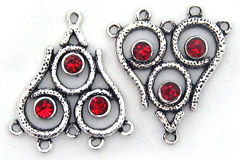 Earring Chandelier 3 Coil with Swarovski Ruby Findings