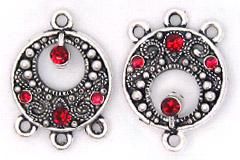 Earring Chandelier Round with Swarovski Ruby Findings