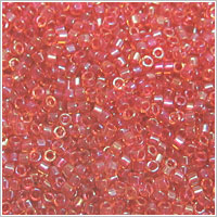 Miyuki Delica 11 Lined Strawberry Ice AB Seed Beads