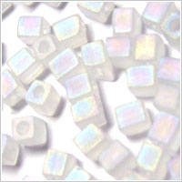 Miyuki Square 4mm Crystal Translucent Frosted Rainbow