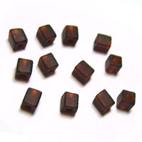 Miyuki Square 4mm Dark Translucent Amber Frosted