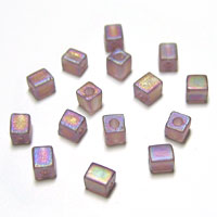 Miyuki Square 4mm Lilac Opaque Frosted Rainbow