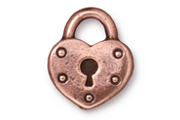 TierraCast Antique Copper Heart Lock Drop