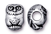 TierraCast Antique Silver Owl Euro Bead 2pcs