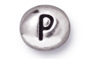 TerraCast Antique Silver P Letter Bead