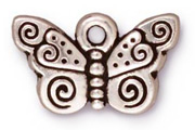 TierraCast Antique Silver Spiral Butterfly Drop