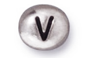 TerraCast Antique Silver V Letter Bead
