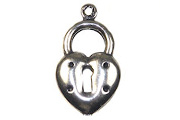 Trinity Antique Silver Heart Lock Charm Double Sided