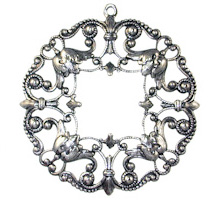 Trinity Antique Silver Ornate Round Filigree