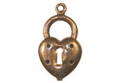 Trinity Vintage Patina Heart Lock Charm Double Sided